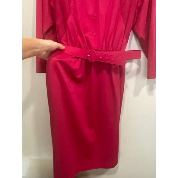 Vintage Willi of California Mid-Length Dress Belted Polyester Suede Sz 14 - Picture 6 of 11